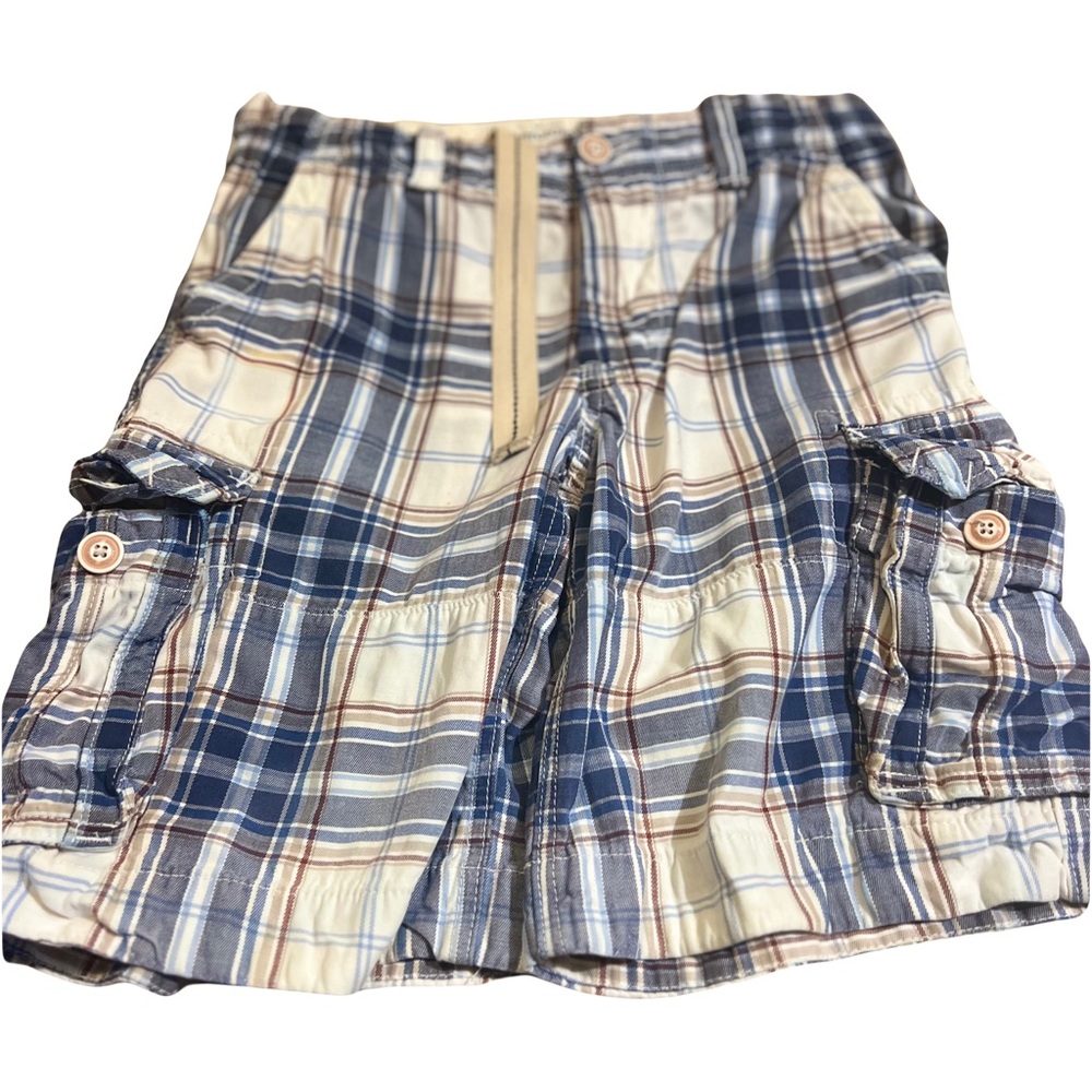 Classic Abercrombie Blue Plaid Heavyweight Cargo Shorts size 14